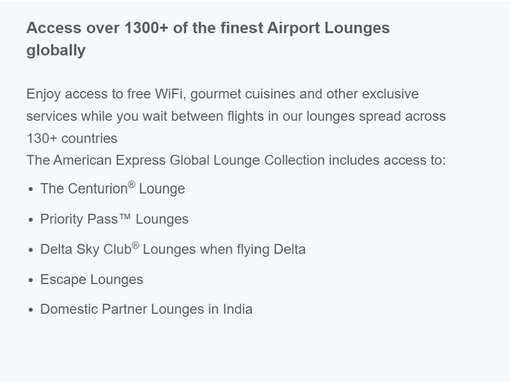 Amex Platinum Charge India Lounge Benefits