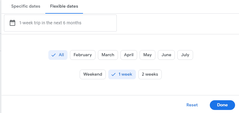 Google Flights Flexible Date Option