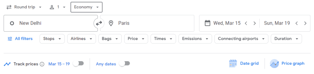 Google Flights Track Prices Economy Class