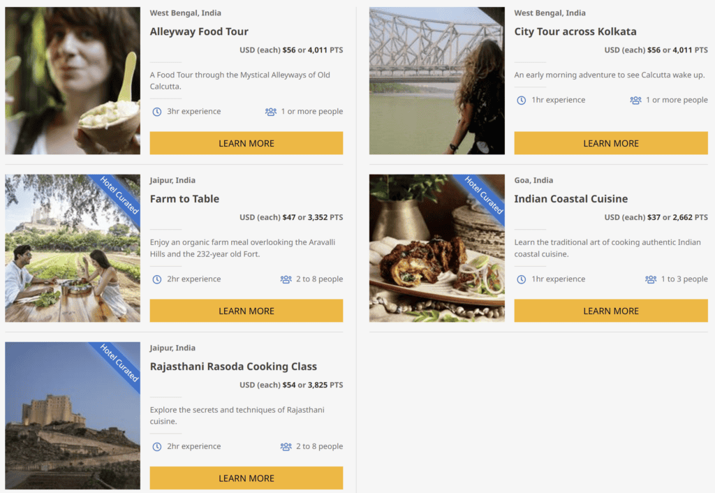 Earn Hyatt Points on Find Experience in India