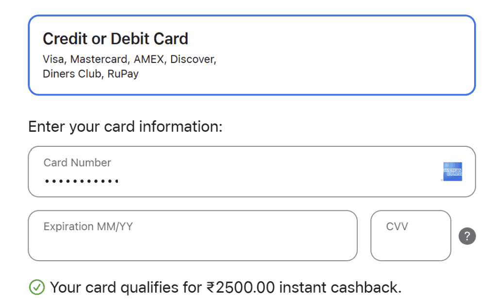 Amex CashBack on Apple