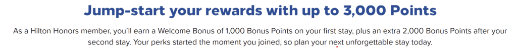 Hilton Honor New Member Bonus Points