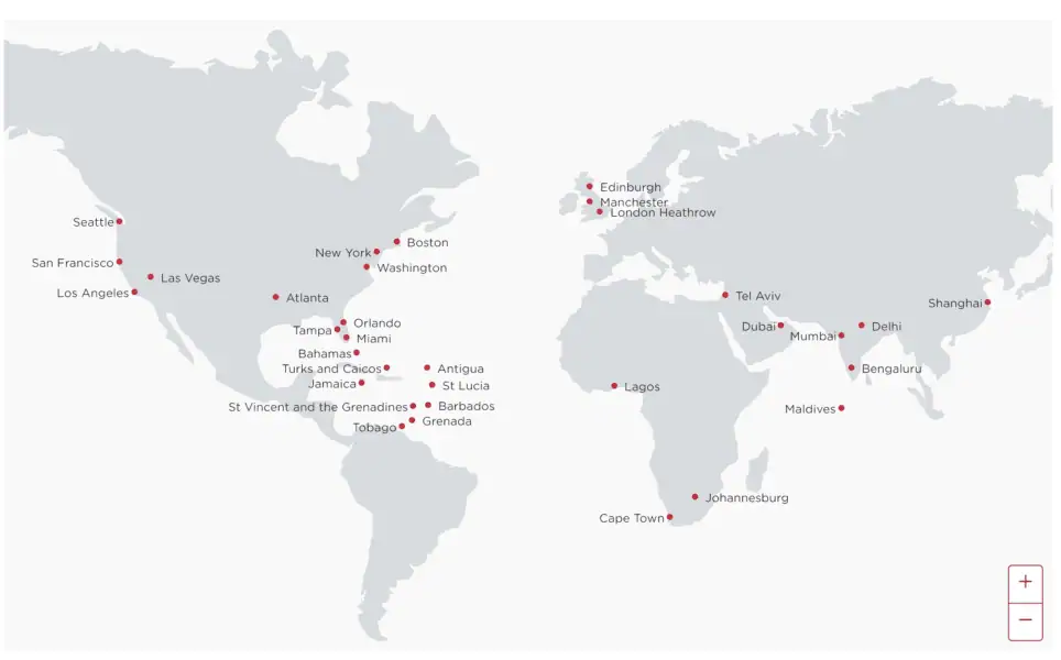 Virgin Atlantic Destinations