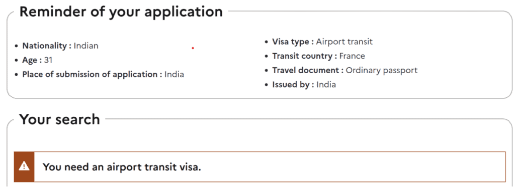 France Transit Visa for Indians Checker