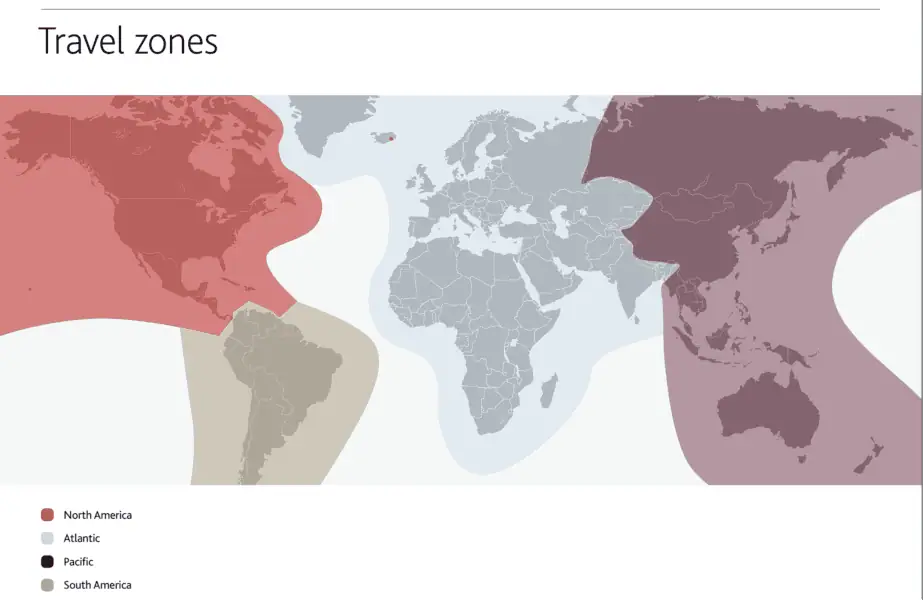 Air Canada Aeroplan Points Travel Zones