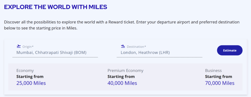 Flying Blue Estimated Miles for a Route