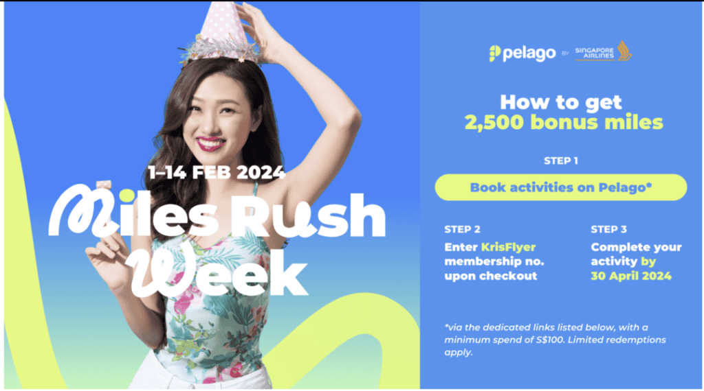 Pelago Bonus KrisFlyer Miles