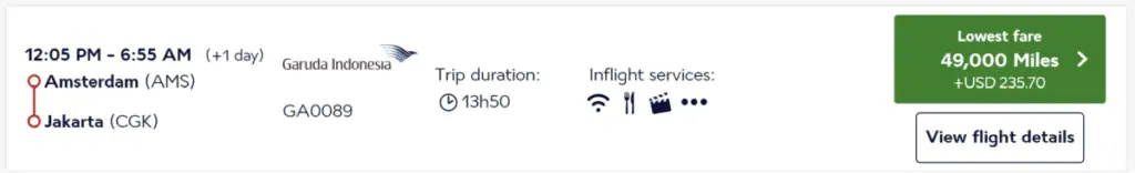 AMS to CGK with Garuda Indonesia.