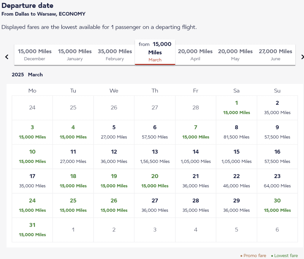 Dallas to Warsaw with Flying Blue Promo Rewards October 2024