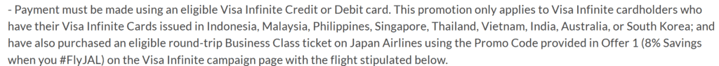 Eligible Visa Cards