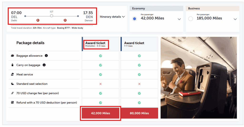 Fly from India to Denver in 42K Miles