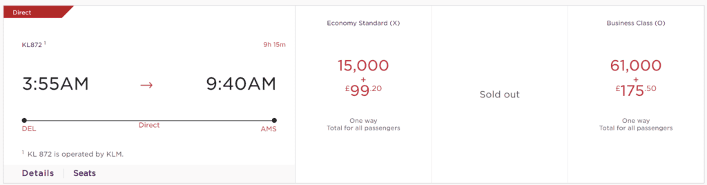 KLM with Virgin Atlantic Points