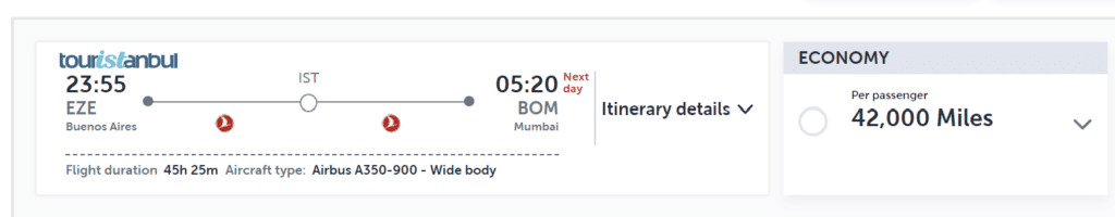 EZE-BOM with Turkish Airlines Award Discount