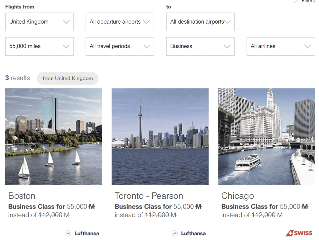 Miles & More Mileage Bargains From UK to US in Business Class for 55K Miles 