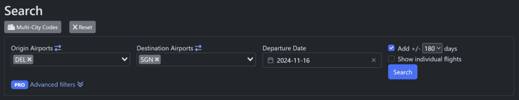 Seats.Aero Search feature