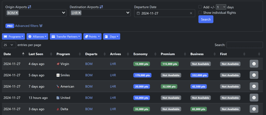 Seats.Aero Search Results