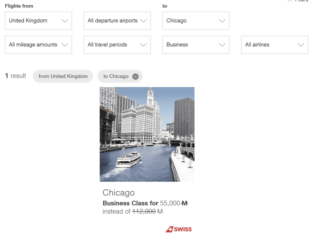 Miles & More Mileage Bargains From UK to US in Business Class for 55K Miles  (SWISS)