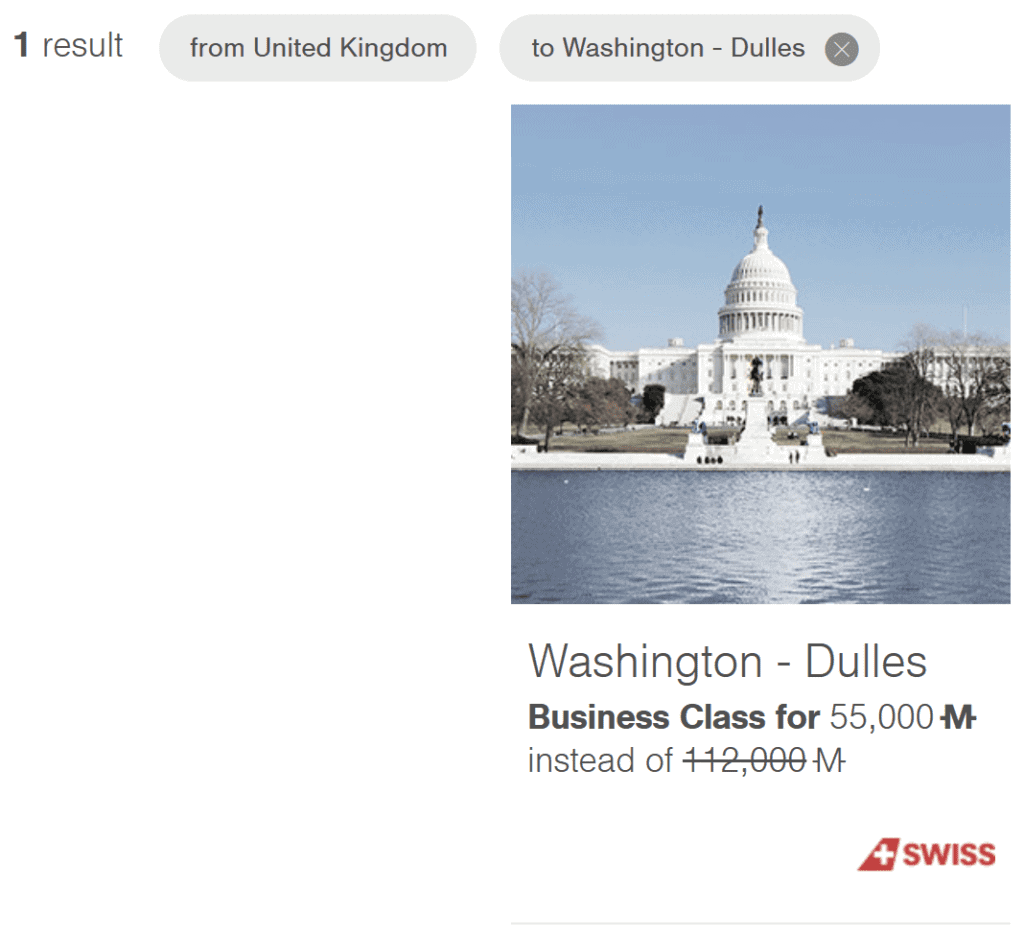 Miles & More Mileage Bargains From UK to US in Business Class for 55K Miles  (SWISS)