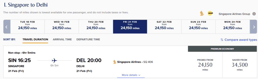 SIN-DEL Premium Economy