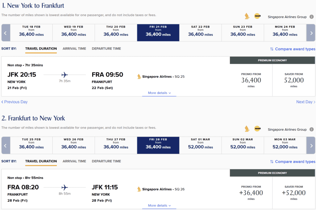 JFK-FRA Premium Economy Round Trip