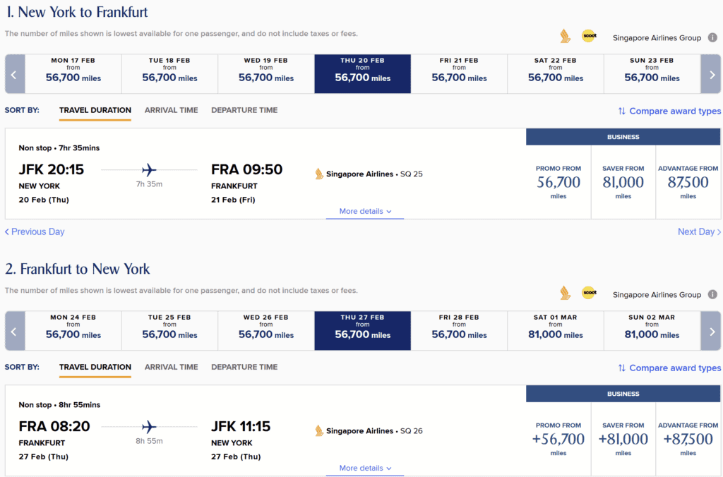 JFK-FRA Business Class Round Trip