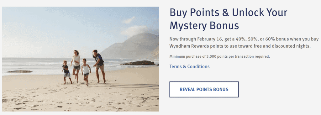 Buy Wyndham Rewards Points during Promotion