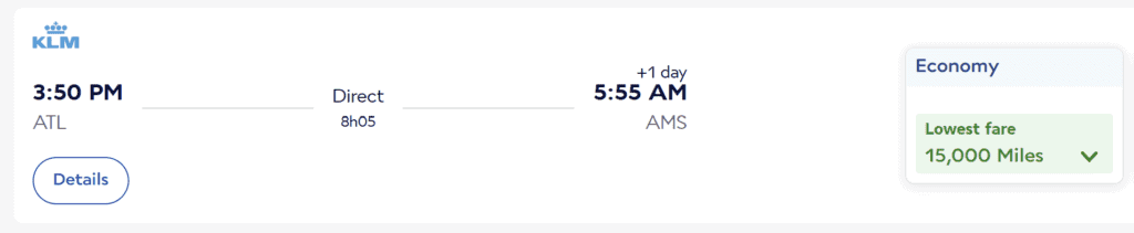 ATL to AMS Promo Rewards Pricing