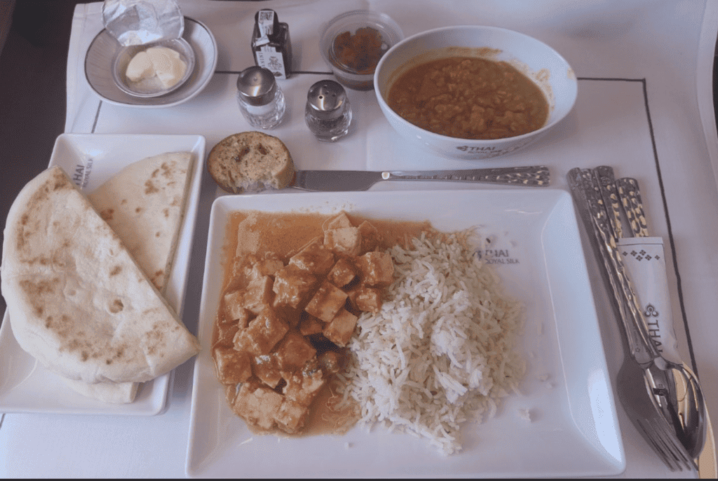 Thai Airways A350 Business Class Dinner