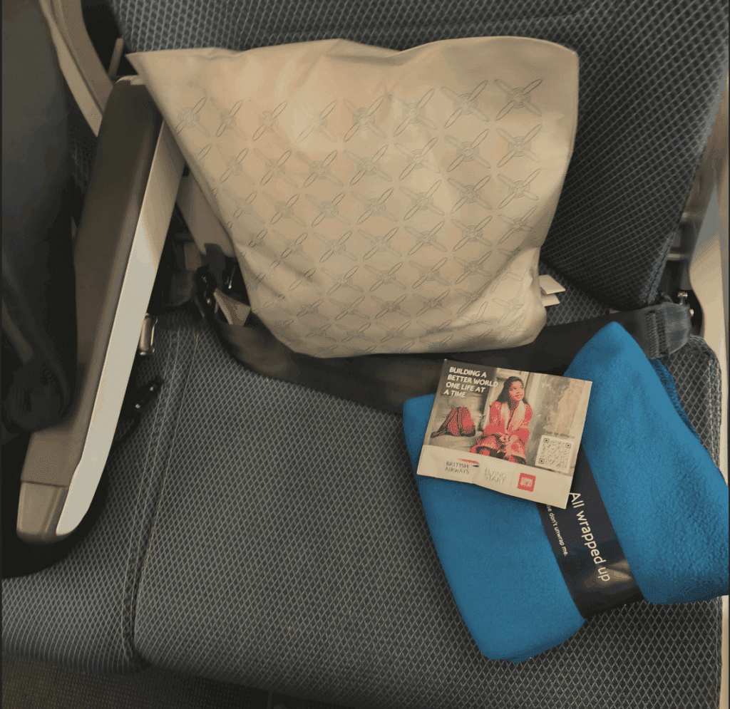 British Airways A350 Economy Blanket & Earphone.