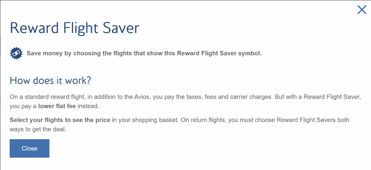 British Airways Reward Flight Saver Points Math