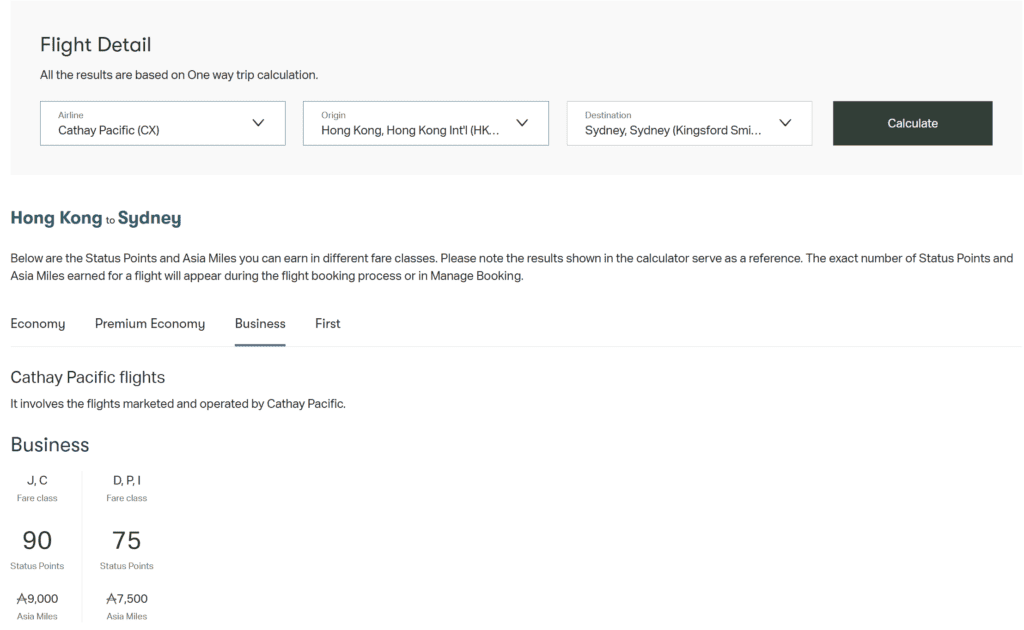 How many miles do you earn when you fly Cathay Pacific? (HKG-SYD Return)