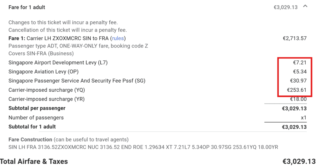 Miles & More Fuel Surcharge