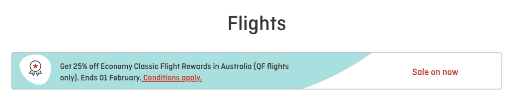 Qantas Award Discount Promotion
