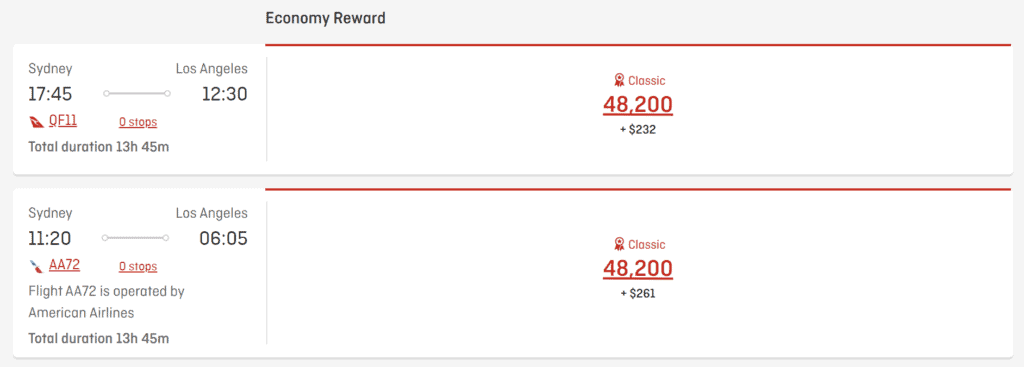 Qantas and American Airlines Qantas Points