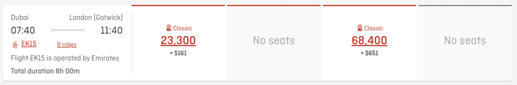 Emirates Award Flight Dubai to London Using Qantas Points